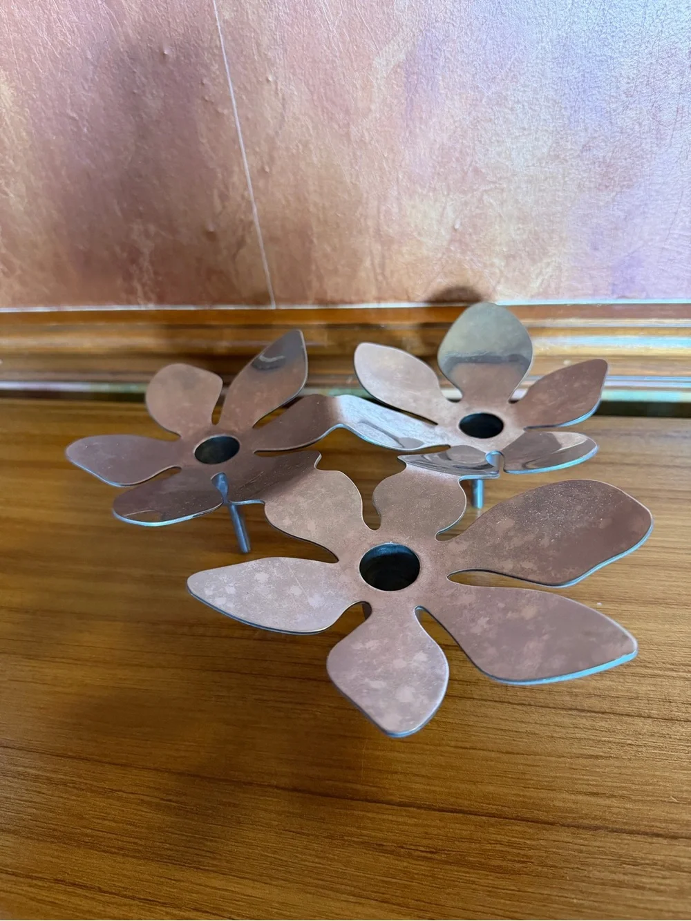 IKEA Stockholm Monika Mulder Three Flower Candle Holder Stainless